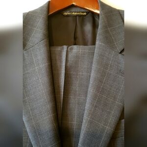 Jack Victor Gray Suit Mens super 120s wool 42S Made In 🇨🇦 Luxury
